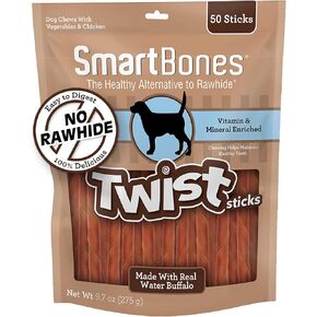 Smartbones Twists Wrapped with Chicken Made with Real Water Buffalo, 30 Count, Rawhide-Free Chews for Dogs, 7.40 Ounce (Pack of 1)