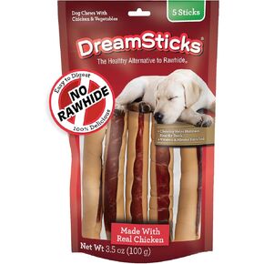 DreamBone DreamSticks, Rawhide Free Dog Chew Sticks Made with Real Chicken and Vegetables, 9 Sticks
