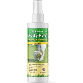 NaturVet – Potty Here Training Aid Spray | Attractive Scent Helps Train Puppies & Dogs Where to Potty | Formulated for Indoor & Outdoor Use | 8 oz