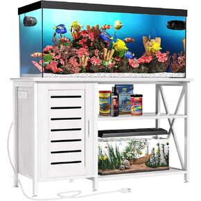 20-29 Gallon Fish Tank Stand, Aquarium Stand with Cabinet Accessories Storage, Heavy Duty Metal Frame, 31.49" L*15.74" W Tabletop, 330LBS Capacity, Black PG07YGB