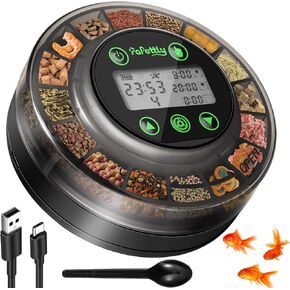 Automatic Fish Feeder for Aquarium - Auto Fish Food Dispenser for Turtle Tank with USB Cable & LCD Display, Timer for Vacation Weekend Holiday, with Feeder Spoon in Kuwait