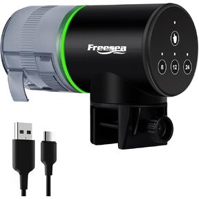 FREESEA Automatic Fish Feeder for Aquarium: Auto Fish Food Dispenser with Timer for Small Tank Betta Turtle - Battery Vacation Self Feeding for Flakes