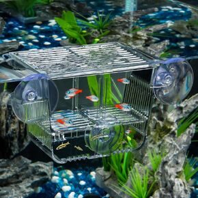 Pawfly Aquarium Fish Breeding Box, Fish Tank Hatchery Incubator with 6 Suction Cups Acrylic Hatching Box for Baby Fish Shrimp Betta Medium Acclimation Isolation Box