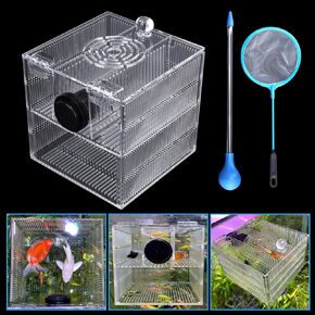Magnetic Fish Breeder Box for Fish Tank Isolation Box Acclimation Hatchery Fish breeding Box Incubator for Guppy Baby Betta Saltwater Clownfish Coral Anemones Aggressive or Injured Fish