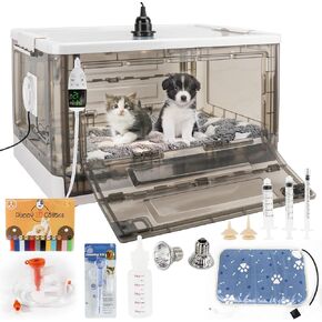 Puppy Incubator with Heating - Puppy Incubator,Fan Ventilation Circulation Design,Kitten Incubator,Incubator for Puppies with Puppy Heating Mat (85L)
