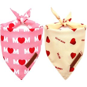 حقيقية Love Dog Bandanas 2 Pack ، مثلث أمهات قابلة للانعكاس يوم الوشاح للحيوانات الأليفة يوم عيد الحب من أجل الصبي والفتاة ، ونسيج متين ممتاز ، وعطلة العطلات للكلاب المتوسطة والكبيرة (كبيرة)