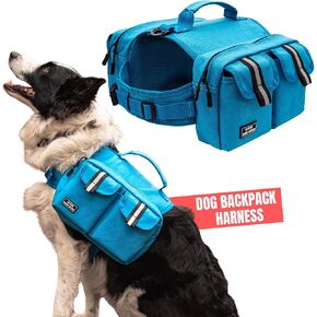 Dog Hiking Backpack Saddle Bag Medium Dogs Adjustable Harness Reflective Straps Side Pockets Breathable Fabric Outdoor Walking Travel Lightweight Durable Design Ideal Pet Gear Adventure Use