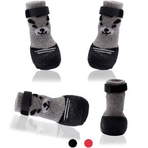 Dog Boots Waterproof Shoes Breathable Socks, with Anti-Slip Sole and Adjustable Magic Tape All Weather Protect Paws Only Fit for Small Dog(4Pcs)(Black, XS)