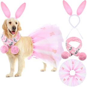 3 Pcs St Patrick's Day Dog Costume Set Including Sequins Shamrock Headband St. Patrick's Day Dog Tutu Dress Cute Pet Tutu Green Irish Pet Scarf for Medium Dogs Holiday Outfit Accessory