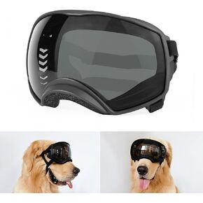 PETLESO Dog Goggles for Large Breed, Clear Dog Sunglasses Medium Large Breed Wide View Dog Eye Protection with Adjustable Straps for Driving Riding Hiking, Clear Lens