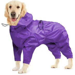 BRKURLEG Dog Raincoat, 4 Legs Dog Rain Jacket, Pet Waterproof Rainproof Jacket with Leash Hole Reflective Pet Poncho for Medium Dogs Large Dog Boy Girl, Lightweight Waterproof Jacket, Pink M in Kuwait