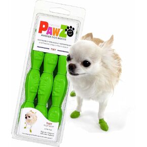 PawZ Rubber Dog Boots for Paws up to 5" - Dog Booties for Hot Pavement, Anti Slip Dog Socks, 12 Reusable Paws Waterproof Dog Boots, XL, Green