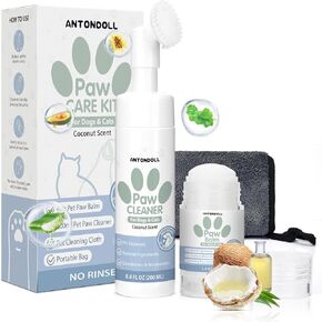 Kit Dog Paw Care Kit - Paw Cleaner for Dogs Clean Clean Paws No -Chinse Foaming Paw Playser للكلاب الصغيرة الكبيرة والقطط Pet Paw Gasher مع Natural Lick Safe Dog Pad Balm Stick