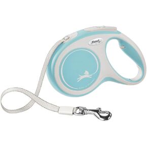 Flexi® New Comfort Tape Condable Dog المقود للكلاب الكبيرة تصل إلى 110 رطلاً. - 26 قدم ، نايلون ، رمادي/أسود | تشابك مقودًا مجانيًا للحيوانات الأليفة مع الفرامل بيد واحدة ، وقفة ، قفل | منتج الجودة الألمانية