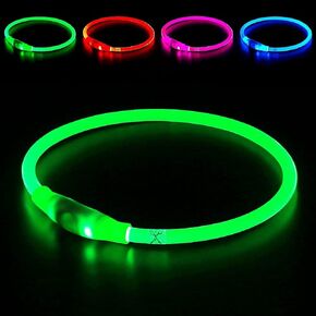 Light up Dog Collar, BSEEN USB Rechargeable Flash Dog Necklace Light, Pet Safety Collar Makes Your Beloved Dogs Be Seen at Night for Small Medium Large Dogs(Purple)