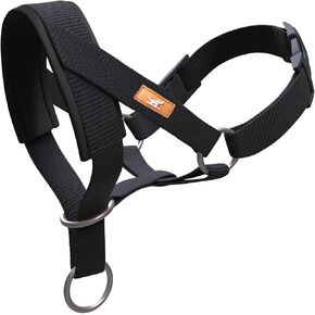 Dog Head Collar, Head Collar with Fabric Padded, Adjustable Training Tool Stop Dog's Pulling (L, Black)