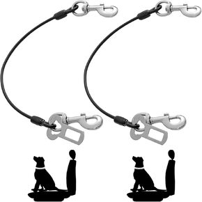 Dog Seat Belt Harness for Car,2pcs Dog Seatbelt of Coated Wire Leash Safety Restraint,No Chew Tether Cable Vehicle Dog Accessories,Double Clips & Latch (2 Pack Black, 32 inch/80 CM)