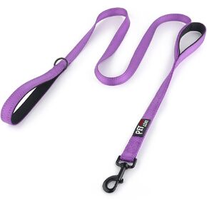 Dog Leash 6ft Long, Traffic Padded Two Handle, Heavy Duty, Reflective Double Handles Lead for Control Safety Training, Leashes for Large Dogs or Medium Dogs, Dual Handles Leads (Purple)