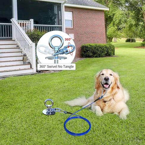 TOPKNOT Dog Tie Out Cable and Stake,360°Swivel Dog Run Anchor，with 30FT Heavy Duty Cable- No Tangle,Dog Runner for Yard - Up to 150LBS,Ideal for Outdoor Camping in Saudi Arabia