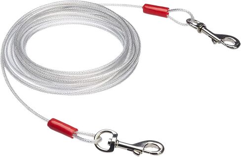 Amazon Basics Tie-Out Cable for Dogs up to 90lbs, 25 Feet, White in Kuwait