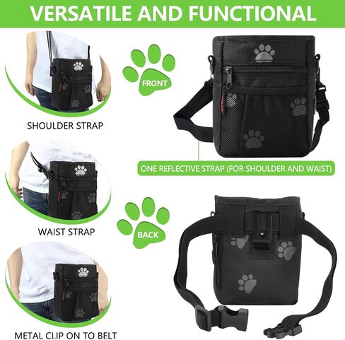 kissleaf Dog Treat Pouch, Magnetic Closure, Dog Clicker- Black Pattern in Saudi Arabia