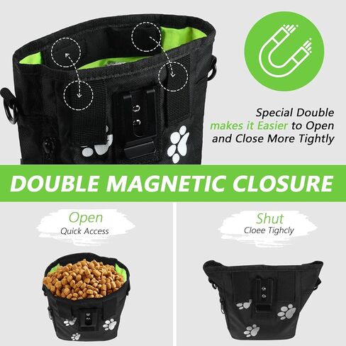 kissleaf Dog Treat Pouch, Magnetic Closure, Dog Clicker- Black Pattern in Saudi Arabia