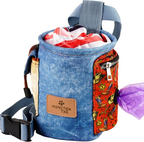 INSPECTOR TAIL Dog Treat Pouch Hands Free w 4 Ways to Wear | Lightweight Dog Training Bag w Adjustable Belt & Waist Clip | No Spill & Easy Access w Airtight Drawstring | Pet Tote w Poop Bag Dispenser in Kuwait