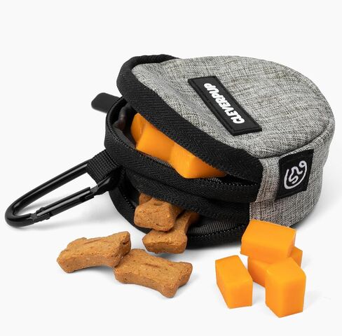 Snackpack Double Insulated Dog Treat Pouch - Holds 1.5 Cups - Dog Training and Walks Snack Bag, Two Pockets for Dry or Wet Treats, Attaches to Leash, Belt, or Bag - Graphite in Saudi Arabia