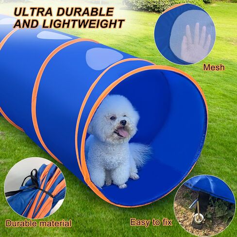 Dog Agility Tunnel, Dog Agility Equipment, Dog Agility Training with Carry Bag (Blue) in Saudi Arabia