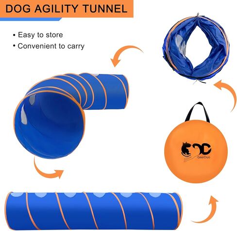 Dog Agility Tunnel, Dog Agility Equipment, Dog Agility Training with Carry Bag (Blue) in Saudi Arabia