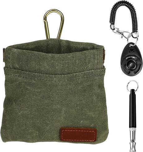 Dog Treat Pouch Training Kit for Keychain, Small Puppy Treat Bag with Clip for Leash on The go, Hands Free Auto Closure Pouches with Dog Clicker and Silent Whistle for Pet Training in Saudi Arabia