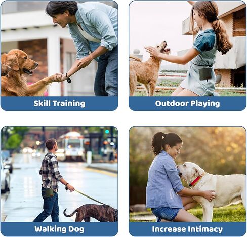 Dog Treat Pouch Training Kit for Keychain, Small Puppy Treat Bag with Clip for Leash on The go, Hands Free Auto Closure Pouches with Dog Clicker and Silent Whistle for Pet Training in Saudi Arabia