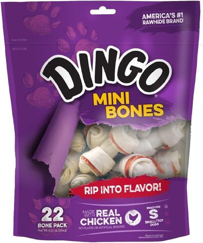 Dingo 95014 Mini Bones ، Rawhide للكلاب الصغيرة/لعبة ، حمراء ، 14 دورة in Kuwait