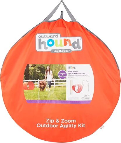 خارج Hound Zip & Zoom Dog Atermility Kit Kit Absing Tunnel Chute Tankment مع حصص معدنية in Kuwait