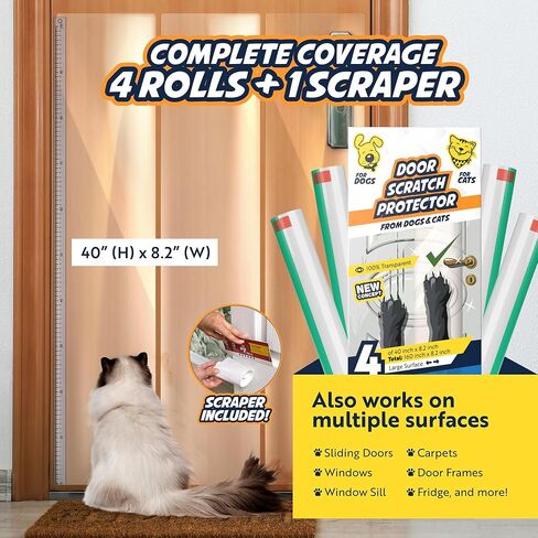 Panther Armor 3 حزمة الباب واقي من خدش الكلب - 3 × 40 "× 8.2" Cat Scratch Door Frame Protector Anti Dog Scratch - Door Guard Clear in Kuwait