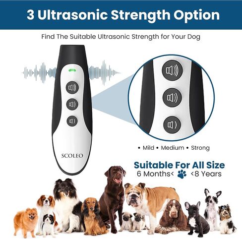 Anti Barking Device for Dogs - Barks No More with ultrasonic Dog bark Deterrent, VF Technology Dog Behavior Correction Device, Triple Modes Dog Trainer Sound (White & Black) in Saudi Arabia