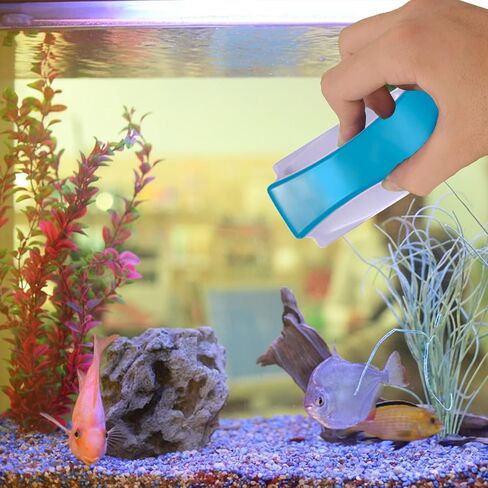 Magnetic Aquarium Fish Tank Glass Algae scrapers Glass Cleaner Scrubber Clean Brush [Floating,Scratch-Free,Non-Slip,magnetizing] S in Kuwait