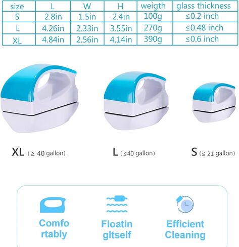 Magnetic Aquarium Fish Tank Glass Algae scrapers Glass Cleaner Scrubber Clean Brush [Floating,Scratch-Free,Non-Slip,magnetizing] S in Kuwait