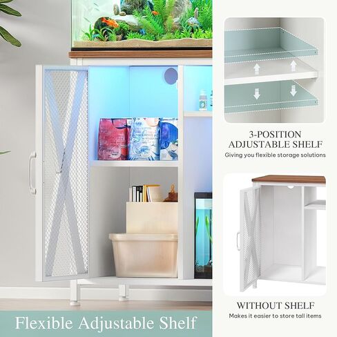 حامل خزان الأسماك Yitahome مع منافذ الطاقة وضوء LED ، من 20 إلى 29 جالونًا من الحوض المعدني مع خزانة لإكسسوارات أسماك لتخزين خزان السلاحف ، الزواحف terrarium ، سعة 350 رطلاً ، أبيض in Kuwait