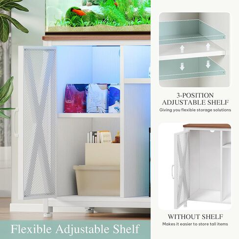 حامل خزان الأسماك Yitahome مع منافذ الطاقة وضوء LED ، من 20 إلى 29 جالونًا من الحوض المعدني مع خزانة لإكسسوارات أسماك لتخزين خزان السلاحف ، الزواحف terrarium ، سعة 350 رطلاً ، أبيض in Kuwait