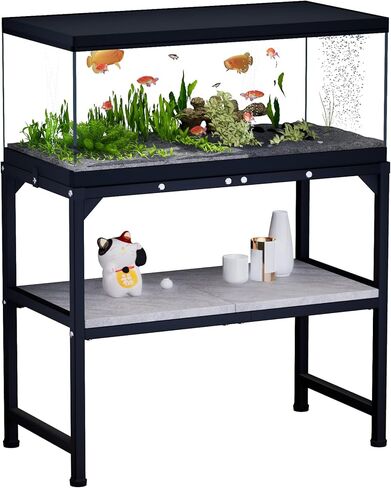 10-20 Gallon Fish Tank Stand, Metal Aquarium Stand with Adjustable Non-Slip Foot and Wooden Shelf, Reptile Tank Stand Easy to Assemble for Home Office, Firm and Steady(Tank not Included) in Saudi Arabia