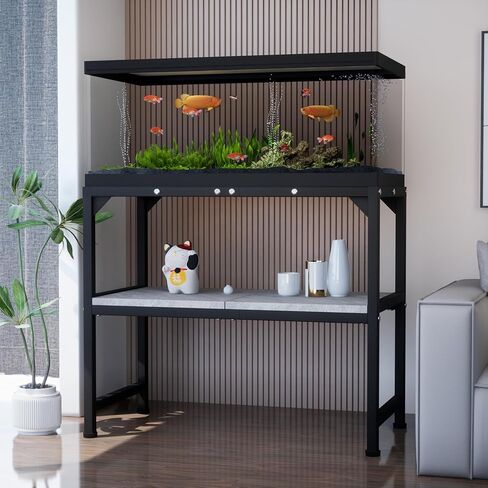 10-20 Gallon Fish Tank Stand, Metal Aquarium Stand with Adjustable Non-Slip Foot and Wooden Shelf, Reptile Tank Stand Easy to Assemble for Home Office, Firm and Steady(Tank not Included) in Saudi Arabia