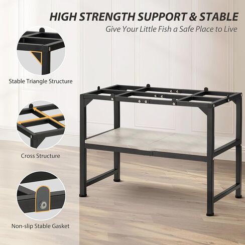 10-20 Gallon Fish Tank Stand, Metal Aquarium Stand with Adjustable Non-Slip Foot and Wooden Shelf, Reptile Tank Stand Easy to Assemble for Home Office, Firm and Steady(Tank not Included) in Saudi Arabia