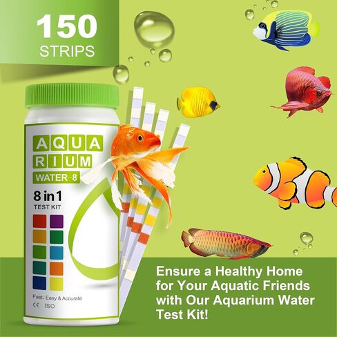 AAwipes 8-in-1 Aquarium Test Kit for Fish Tanks - Quick & Accurate Water Testing Strips for Aquariums & Ponds. Tests pH, Ammonia, Alkalinity, Hardness, Chlorine, etc. (K02-50) in Kuwait