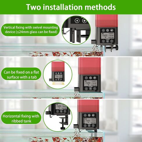 Automatic Fish Feeder for Aquarium, 320ML LCD Display Fish Feeder Automatic Dispenser Moisture-Proof Fish Food Vacation Feeder Automatic Turtle Feeder with Timer for for Pellets Flakes Strips (Black) in Saudi Arabia