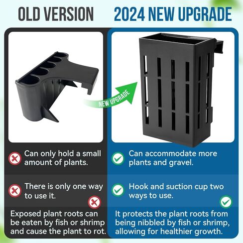 Upgraded Aquarium Plant Holder with Hooks and Suction Cups for Fish Tank Aquaponic Plant Cultivation and Aquascape Decorations (Black) in Saudi Arabia