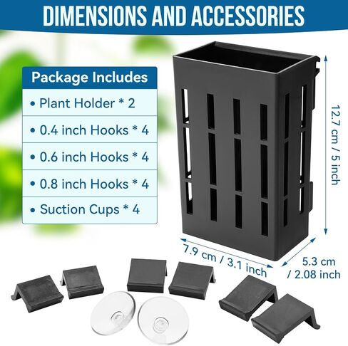 Upgraded Aquarium Plant Holder with Hooks and Suction Cups for Fish Tank Aquaponic Plant Cultivation and Aquascape Decorations (Black) in Saudi Arabia