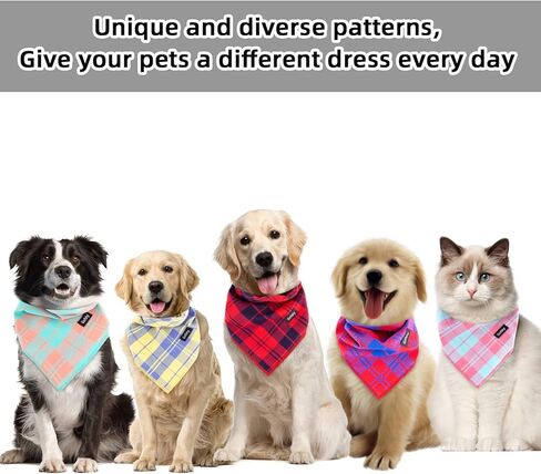 Boy Dog Bandana Large- Blue Black Dog Scarf Buffalo Plaid Printing Adjustable Bib Handkerchief Accessories for Medium Large Dogs (L) in Saudi Arabia