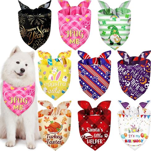 Weewooday 9 Pcs Holiday Dog Bandanas Adjustable Washable Pet Scarves in Saudi Arabia