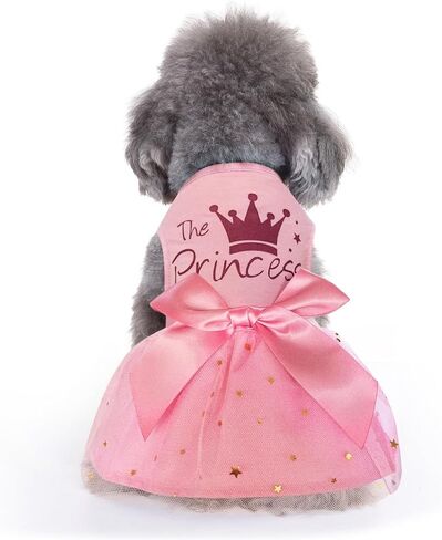 Idepet Princess Dog Dress Tulle Puppy Skirt Pet Apparel Dog Tutu with Bowknot,Birthday Dresses Daisy Sleeveless Holiday Clothes for Small Dogs Girls and Cats, Small in Saudi Arabia